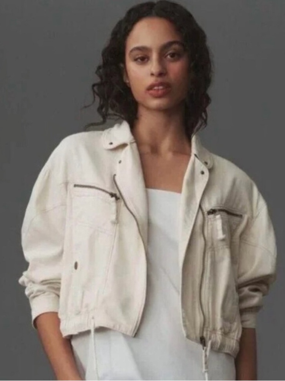Pilcro Tilda Moto Utility Jacket in cream